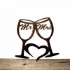 Mr And Mrs Sign, Metal Wine Glasses With Heart, Bride And Groom Gifts, Champagne Flutes, Love Decor, Wedding Sign Gift For Couple
