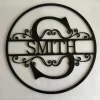 Personalized Last Name Family Signs Metal Initial Split Letter Outdoor Custom House Monogram Hanging Front Door Wreath Wedding Gift Garden