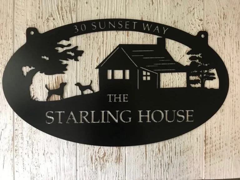 Up To 36" Metal Cabin Sign ,laser Cut Cabin Sign, Cabin On A Hill And 2 Dogs Sign, Metal Wall Art, Metal House Sign