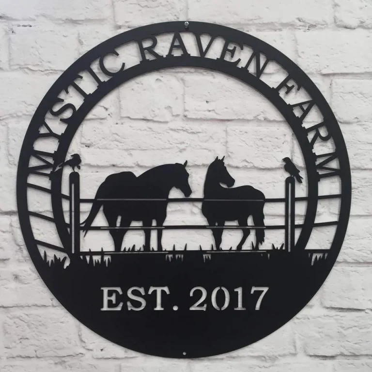 Raven Horse Ranch Sign, Cut Metal Sign, Metal Wall Art, Metal House Sign