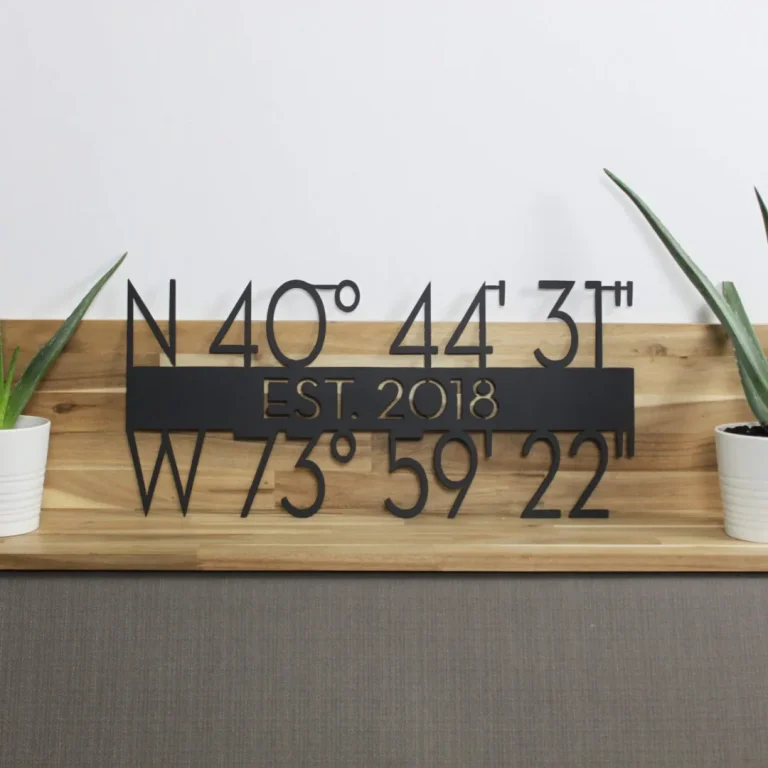 Gps Coordinates Sign, Latitude Longitude Signs, Wedding Gift, Housewarming Gift, Realtor Closing Gift, Iron Anniversary Gift