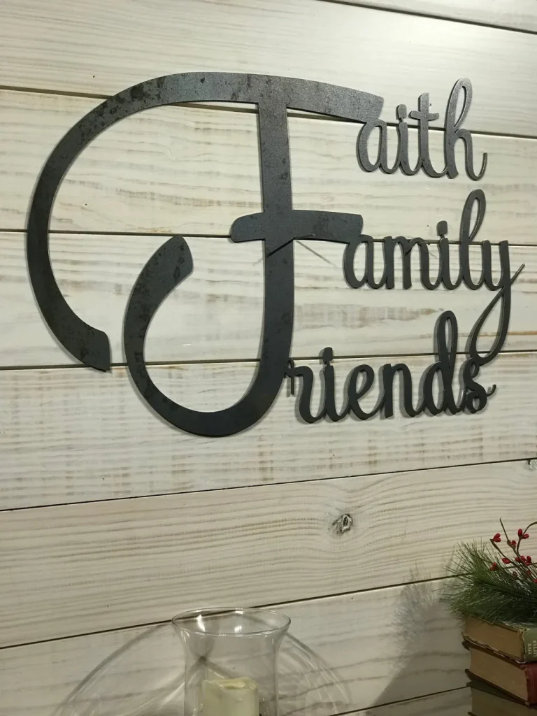 Metal Faith Family Friends Sign - Large Metal Wall Art - Housewarming Gift For Friends