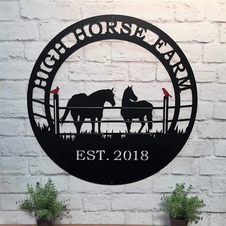 Personalized Red Bird Horse Ranch Sign, Cut Metal Sign, Metal Wall Art ...
