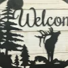 Large Metal Elk Welcome Sign - 24 Inch Rustic Metal Decor - Large Metal Sign