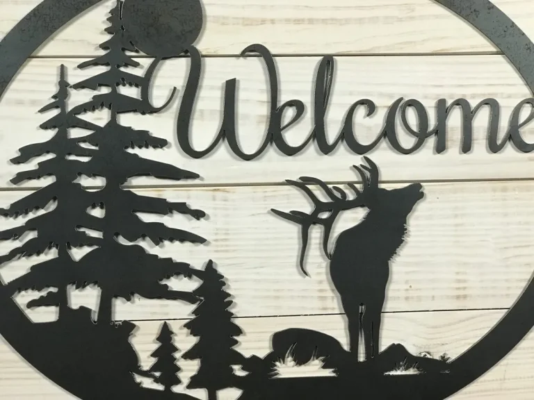 Large Metal Elk Welcome Sign - 24 Inch Rustic Metal Decor - Large Metal Sign