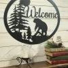 Large Metal Bear Welcome Sign - 30 Inch Rustic Metal Decor - Hunting Gift - Large Metal Sign