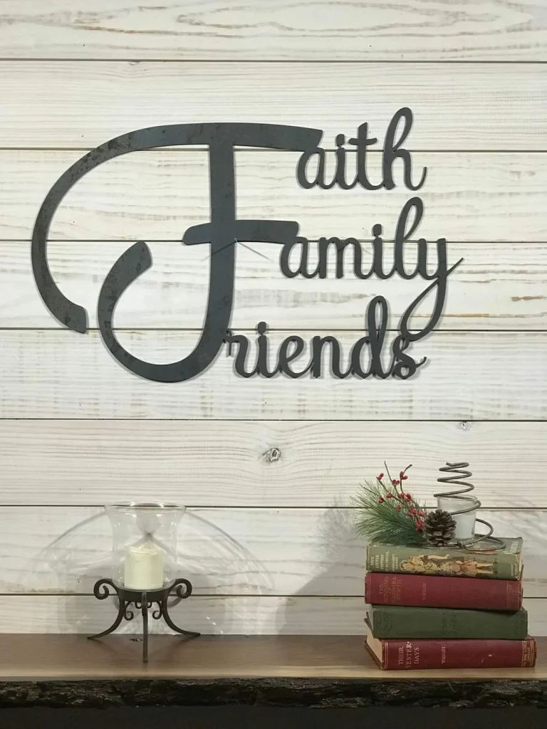 Metal Faith Family Friends Sign - Large Metal Wall Art - Housewarming Gift For Friends