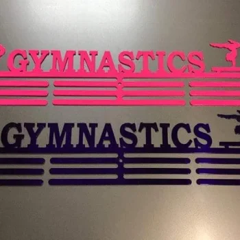 Gymnastics- Medal Hanger Holder Display Rack 3 Rung, Cut Metal Sign, Metal Wall Art