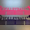 Volleyball- Medal Hanger Holder Display Rack 3 Rung, Cut Metal Sign, Metal Wall Art