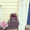 Welcome Sign - Metal Welcome To Our Home Sign - Metal Welcome Sign - Front Porch Sign - Spring Decor - Laurel Wreath Metal Welcome Sign