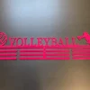 Volleyball- Medal Hanger Holder Display Rack 3 Rung, Cut Metal Sign, Metal Wall Art