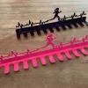 Running Marathon- Medal Hanger Holder Display Rack 12 Hooks, Cut Metal Sign, Metal Wall Art