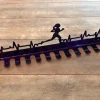 Running Marathon- Medal Hanger Holder Display Rack 12 Hooks, Cut Metal Sign, Metal Wall Art
