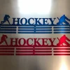 Hockey- Medal Hanger Holder Display Rack 3 Rung, Cut Metal Sign, Metal Wall Art