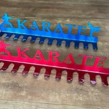 Karate- Medal Hanger Holder Display Rack 12 Hooks, Cut Metal Sign, Metal Wall Art