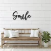 Smile Sign, Smile Metal Word, Inspirational Wall Art, Metal Cursive Word Sign, Cursive Word Wall Art, Farmhouse Decor