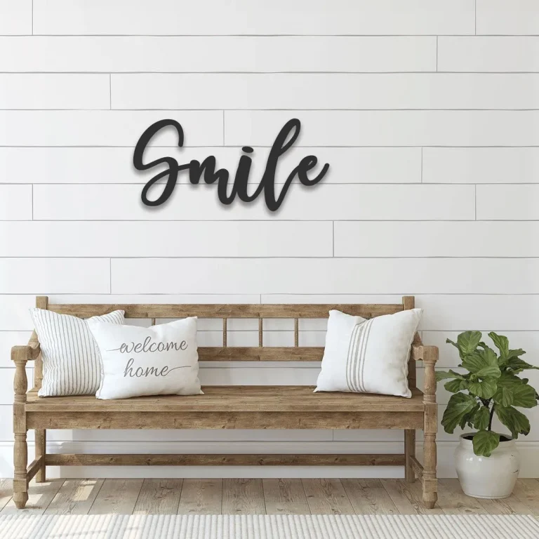 Smile Sign, Smile Metal Word, Inspirational Wall Art, Metal Cursive Word Sign, Cursive Word Wall Art, Farmhouse Decor