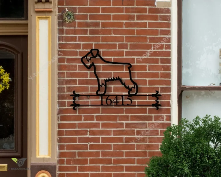 Personalized Metal Family Dog Sign, Metal House Number Dog Sign, Front Porch Sign, Address Sign, Metal Schnauzer Sign, Custom Schnauzer Sign