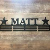 Custom Name- Medal Hanger Holder Display Rack 3 Rung, Cut Metal Sign, Metal Wall Art