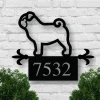 Custom Dog Address Sign, Metal Pug Sign, Custom Metal Address Sign, Metal House Number Sign, Pug Art, Front Porch Sign, Address Plaque