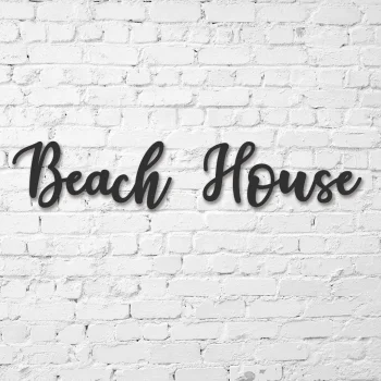 Beach House Sign, Beach House Metal Sign, Custom Beach House Decor, Personalized Beach House Wall Art, Cursive Beach House Word Art