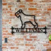 Personalized Metal Family Dog Sign, Metal House Number Dog Sign, Front Porch Sign, Address Sign, Metal Schnauzer Sign, Custom Schnauzer Sign