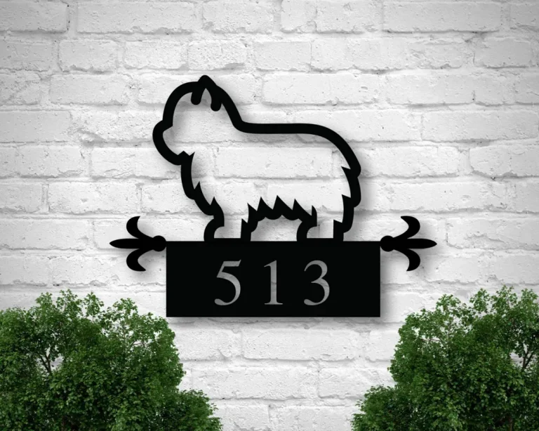 Custom Metal Address Sign, Metal House Number Sign, Yorkie Art, Front Porch Sign, Address Plaque, Metal Yorkie Sign, Custom Dog Address Sign