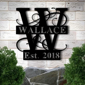 Personalized Family Name Metal Sign, Metal Established Family Sign, Housewarming Gift, Door Hanger, Wedding Gift, Metal Monogram Sign