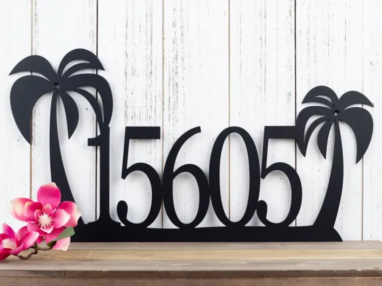 Palm Tree Address Sign, Palm Tree House Number Sign, Metal Sign, Metal Wall Art, Outdoor Address, House Numbers