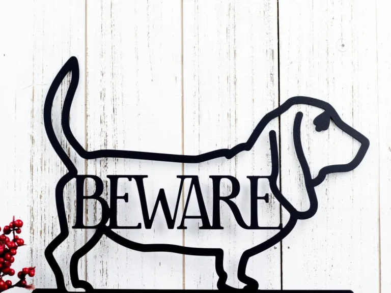 Basset Hound Metal Wall Art, Beware, Metal Sign, Outdoor Sign, Basset, Hound, Metal Wall Decor, Wall Hanging