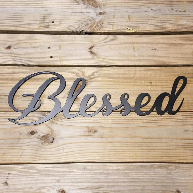 Blessed Script Metal Sign - Inspirational Steel Wall Decor - Black Word Art Sign - Housewarming Gift