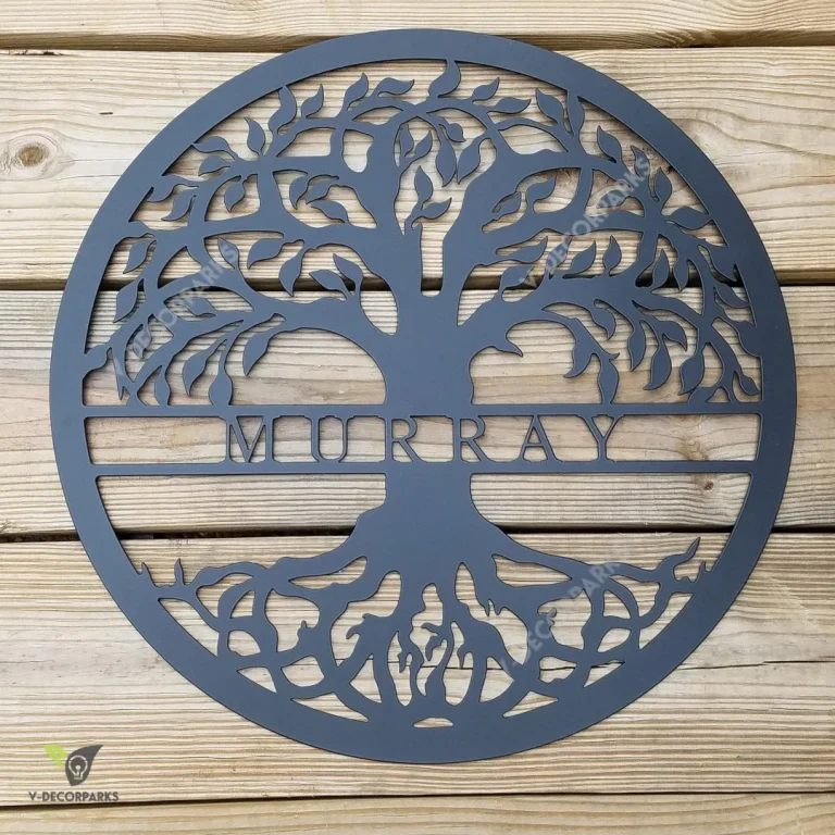 Tree Of Life With Personalized Name Metal Sign - Custom Family Name Monogram - Personalized Gift - Metal Monogram Tree - Indoor Or Outdoor