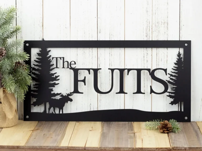 Custom Family Name And Address Metal Signs - Black, Moose, Outdoor Sign, Name Sign