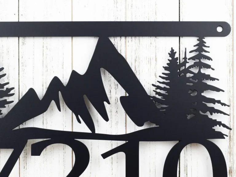 Mountain House Number Metal Sign, Address Plaque, House Numbers, Metal Wall Art, Mountains, Custom Sign