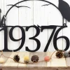 Outdoor House Number Metal Sign With Heron And Cattails - Black, Outdoor Sign