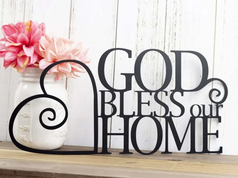 God Bless Our Home Metal Sign, Heart, Religious Decor, God Bless, Spritual Decor, Religious Wall Art, Word Art, Sign, Wall Hanging