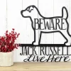 Jack Russells Live Here Metal Sign - Black, Jack Russell, Metal Wall Art, Dog Lover Gift, Door Sign, Outdoor Sign