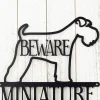 Miniature Schnauzers Live Here Metal Sign - Black, Full Tail, Miniature Schnauzer, Schnauzers, Beware Dog Sign