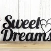 Sweet Dreams Metal Sign - Black, Hearts, Metal Wall Art, Outdoor Sign, Wall Art, Sign, Signage, Plaque, Door Sign