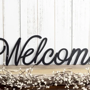 Welcome Sign, Metal Wall Art, Metal Sign, Wall Decor, Welcome, Script, Sign, Wall Hanging, Outdoor Sign, Wall Art