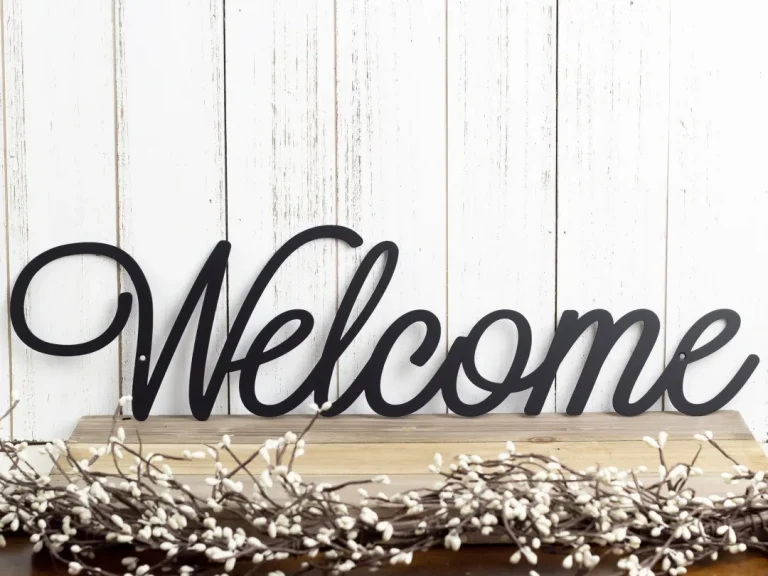 Welcome Sign, Metal Wall Art, Metal Sign, Wall Decor, Welcome, Script, Sign, Wall Hanging, Outdoor Sign, Wall Art