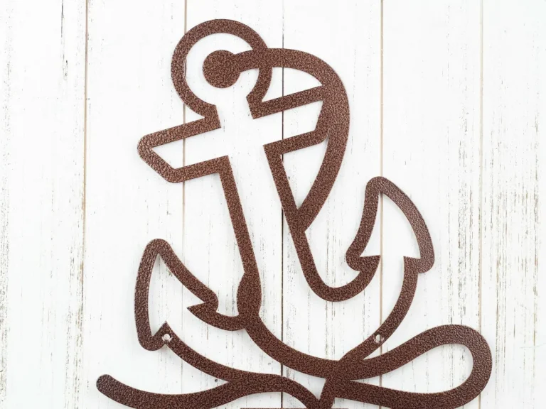 Nautical House Number With Anchor, Metal Address Plaque, Outdoor Metal Wall Art, Beach Sign, Laser Cut Sign, Copper Vein Shown