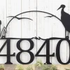 House Number Plaque In Laser Cut Metal With Heron & Cattails, Number Sign, Lake House Decor, Cabin Signs, Matte Black Shown,