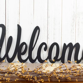 Metal Welcome Sign, Farmhouse Decor, Outdoor Wall Art, Welcome Sign For Front Porch, Lake House Decor, Matte Black Show