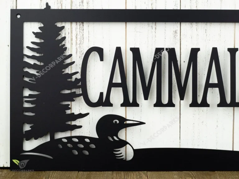 Custom Outdoor Family Last Name Metal Sign With Loon - Black, Family Name Sign, Custom Sign, Metal Wall Art