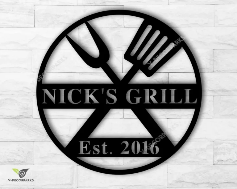 Personalized Bbq Sign, Grilling Gifts, Outdoor Kitchen Metal Sign, Personalized Metal Sign, Grill Gifts For Dad, Metal Sign For Outdoors