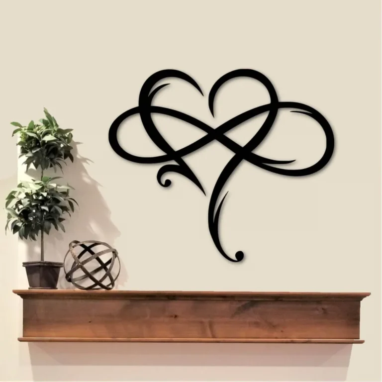 Infinity Symbol With Heart Metal Sign, Love Infinity Symbol With Heart, Wedding, Anniversary, Christmas Gift For Couple, Metal Wall Art