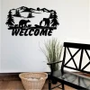 Bear Welcome Sign, Front Door Hanger Bears And Cubs Entryway Decor, Metal Wall Art, Rusic Cabin Decor, Wildlife Art, Lake House Decor