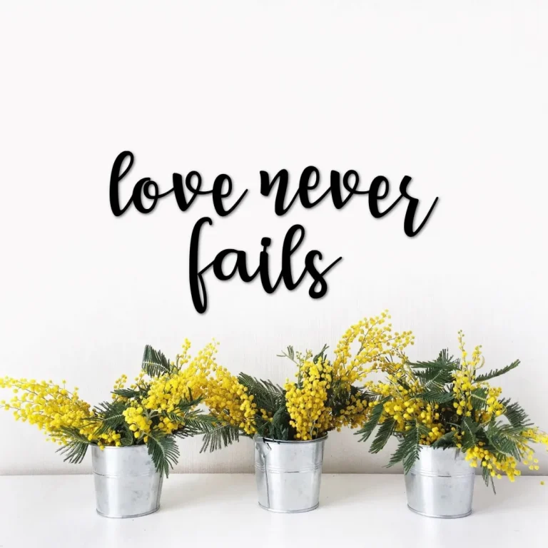 Love Never Fails Metal Wall Words, Love Quote For The Wall, Inspirational Sayings, Love Decor For Master Bedroom, Religious Scripture