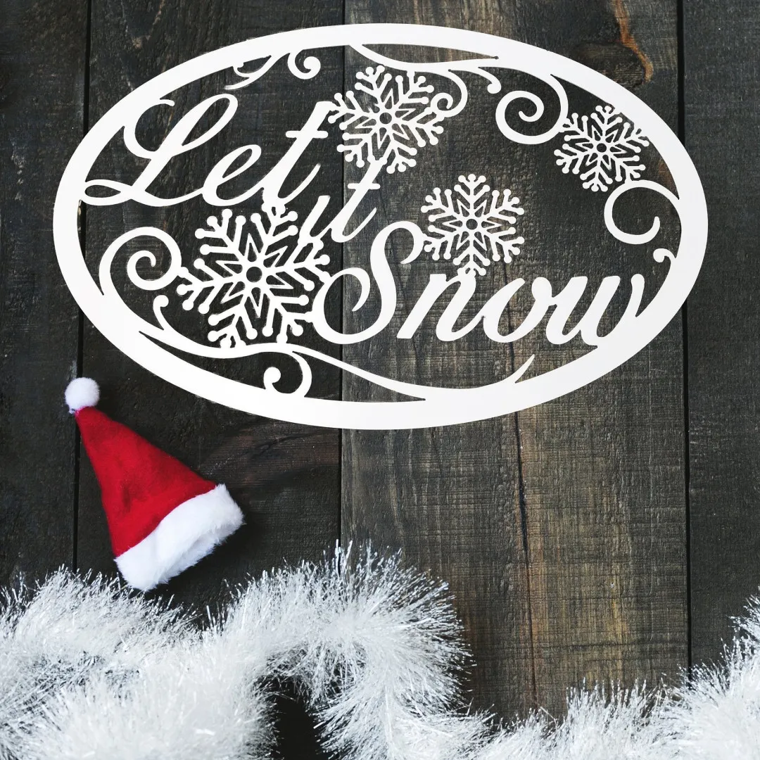 il_fullxfull.2168676715_7xfz_1024x1024_2x_59c48d81-b3cb-4284-86dd-55d71fbafe63.webp Let It Snow Winter Season Metal Sign - Holiday Wall Decor - Christmas Decoration - White Winter Wall Hanging